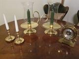 Baldwin candlesticks, Baldwin hurrican lamps and Salem barometer.
