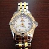 Breitling Two-Tone Watch with Diamond Bezel and Diamond Markers
