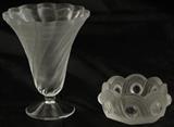 Lalique "Lucie" 6" Vase  and "Gas Centrier" Ball Trinket Bowl 4.5"