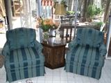 Woodmark Original Ribbon Design Upholstered Easy Chairs with Down Filled Back Cushions