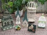 Various Birdhouses and Bird Cages