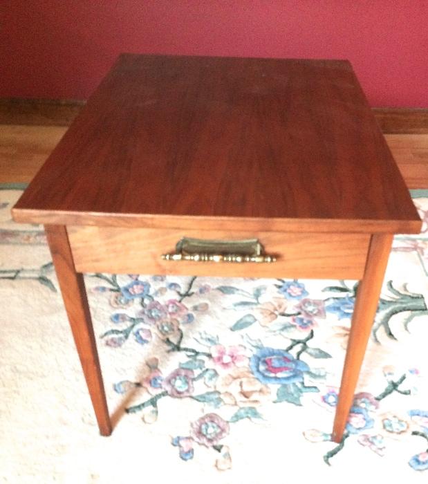 Mid-century modern walnut table. (one of two)
