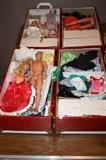 BARBIE + KEN DOLLS IN vintage METAL DOLL CASES