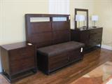 American Signature - QUEEN bed , dresser w/mirror, nightstand, storage bench.