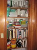 SOME COOKBOOKS, TUPPERWARE & PLASTICWARE