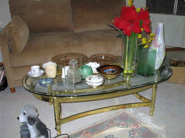 Brass & glass coffee table