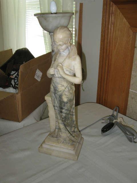 Alternate view of marble figural lamp (damaged)