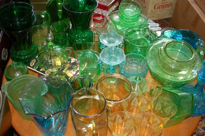 Vintage collectables and depression glass of many colors!!!