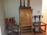 Carved pine wine cabinet