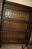 Antique bookcase with 3 shelf glass front