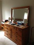 Pine dresser with matching mirror