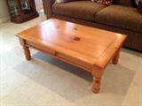 Pine coffee table with storage drawer