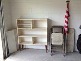 Shelving unit and folding table with 4 chairs