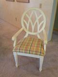 Dining chair - there are 6 - Two host and 4 side chairs.  Also has a matching round table with 1 leaf