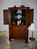 Corner Hutch showing a few of the pewter pieces
