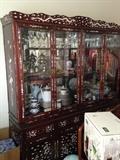 Rosewood china cabinet with mother-of-pearl inlays