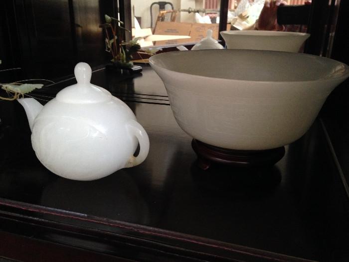 jade teapot & bowl