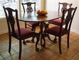 English style breakfast table and vintage Chippendale dining chairs