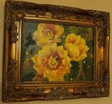 Oil painting, cactus flowers by Mrs. Morford