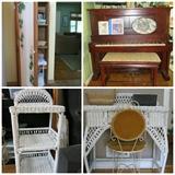 Wicker, amish cabinet, refurbished player piano(needs tuning and simple repairs)