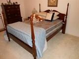 Complete Bedroom outfit frame fits queen or full size bed , Custom glass tops on dresser and chest all in great condition  