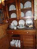 vintage china hutch and dishes out the wazoo!!