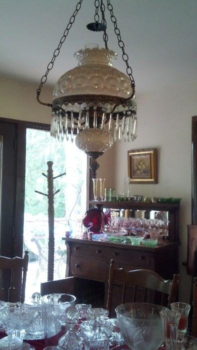 Several dinning sets, Mission/Empire Buffet, nice hanging lamp too.