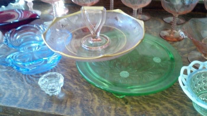 Ahhhh yes Depression Glass, and Caprice too Oh and lots of Vasoline Glass. Tiffen also.