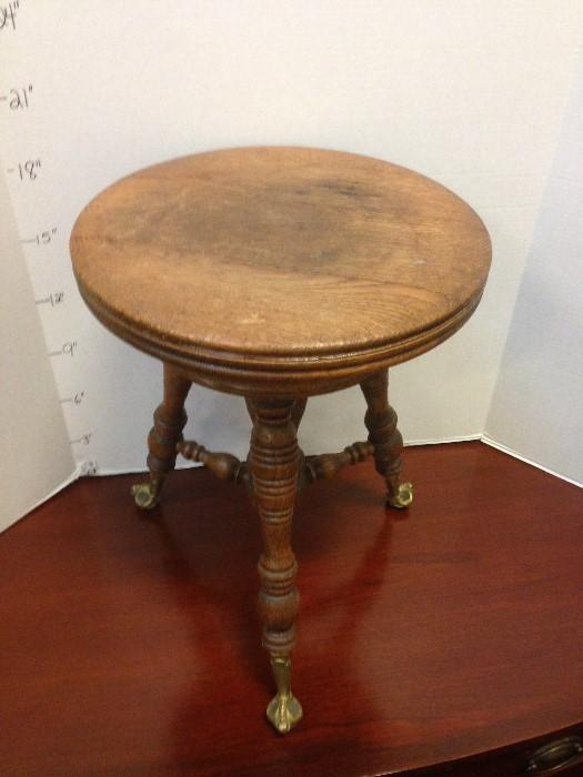 Vintage Claw Foot Wooden Piano Stool