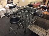 Chrome and Glass Bar Table and Stools