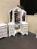 Vanity and Mirror with Stool