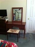 Vintage Suters vanity with mirror and embroidered seat
