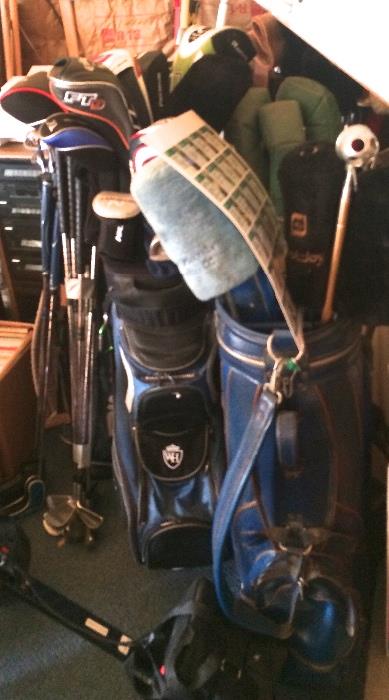 Lots of Golf Clubs & Bags