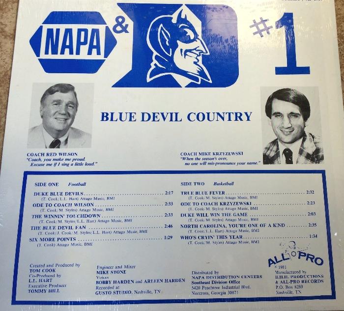 Record samples.    Coach "K" first year at Duke