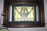 One of at least three (3) antique stained glass windows, original wood frames