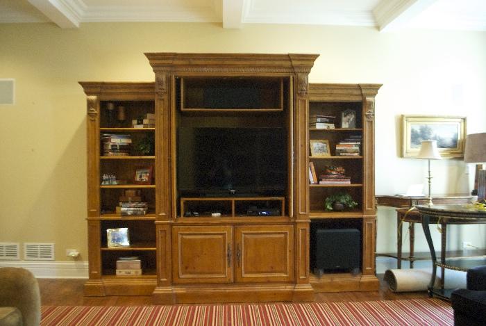 Ethan Allen 3 piece vintage pine entertainment cabinet - holds a 46" TV