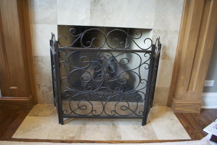 Iron fireplace screen