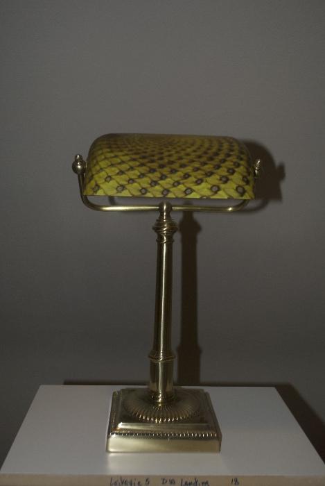 Frederick Cooper brass desk lamp with decorative glass shade
