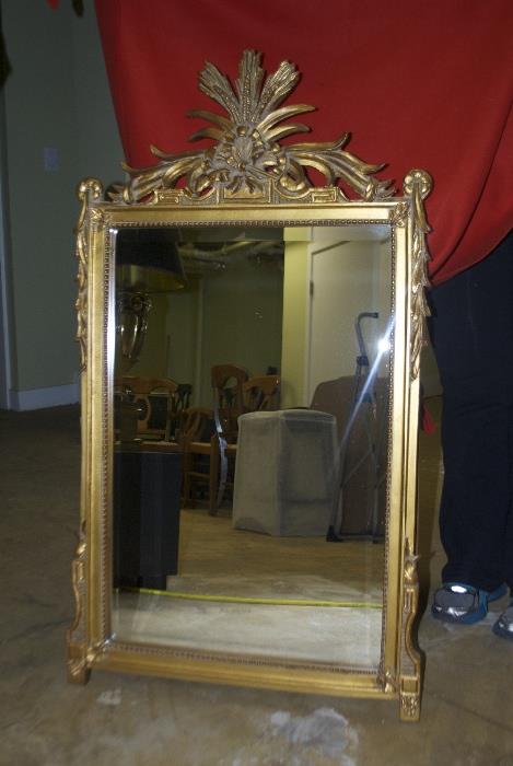Gold wood decorative mirror (44" h x 25" w)