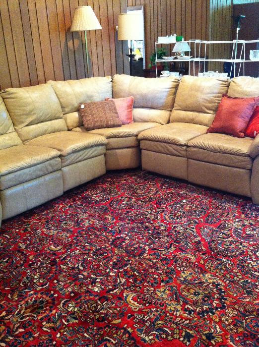 Sectional sofa; pillows; floor lamps (rug - not for sale)