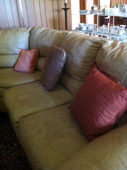                         Sectional sofa; pillows