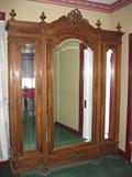 ANTIQUE BEVELED MIRROR 3-DOOR LOUIS XVI WARDROBE