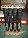 ANTIQUE SUPERIOR 4 COLUMN PARLOR FURNACE WITH GLASS JEWELS