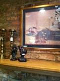              Asian screen/figurines; brass candlesticks