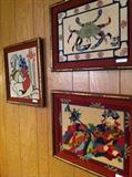                   Needlepoint Asian framed pictures
