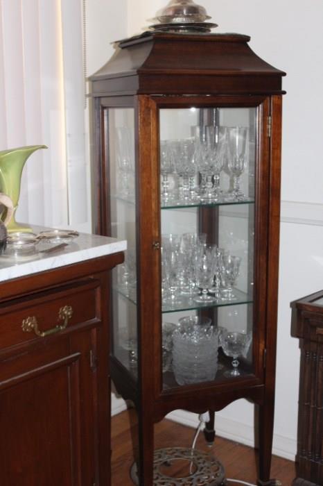 A Small Oak Curio with glass shelves, seldom you find an oak curio in a small size like this. 