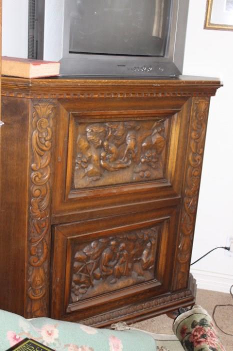 Hand carved antique corner unit.