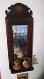 Antique mirror, mahogany,,,and carved wood items, signed