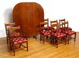 Lot 1030) Late 18th C George III Tilt Top Breakfast Table; Lot 1030A) Set of 8 Late 18th C George III Dining Chairs.