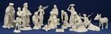 Lot 1310:  BOEHM PORCELAIN NATIVITY SET: 16 piece set to include; Mary, Baby Jesus & Joseph; The Three Kings; 3 Angels; Shepherds, animals and townsfolk. ''Christian Era Collection, Spirit of Bethlehem'', circa last quarter of 20th century. Tallest figure approx. 12''.
CONDITION: No condition problems noted with figurines. Sold with original boxes. Shippers please call for box size.